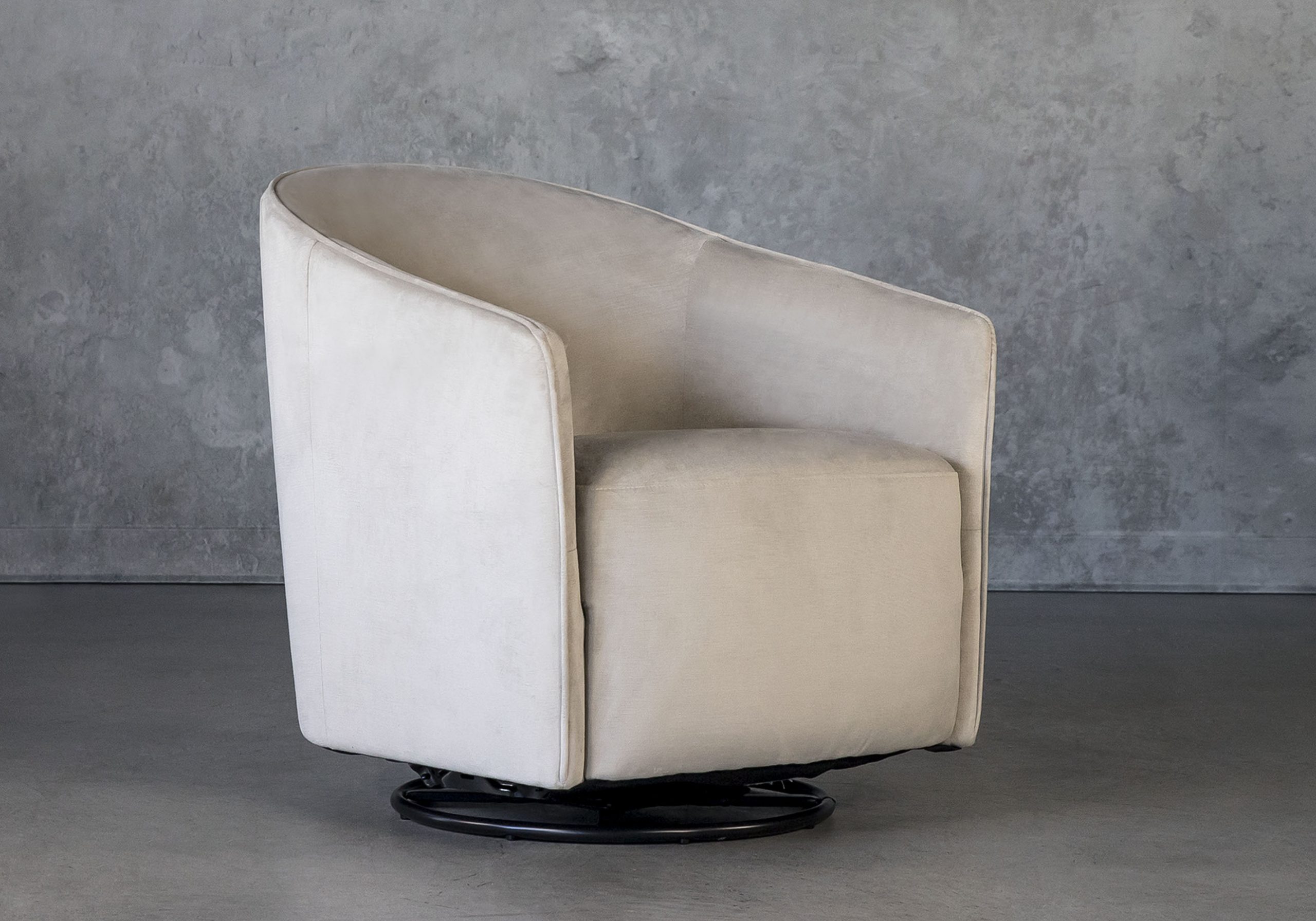 Milner Swivel Chair in Beige, Angle