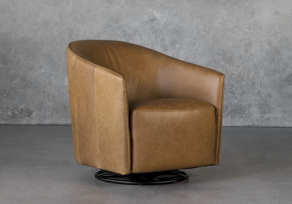 Milner Swivel Chair in L. Camel, Angle