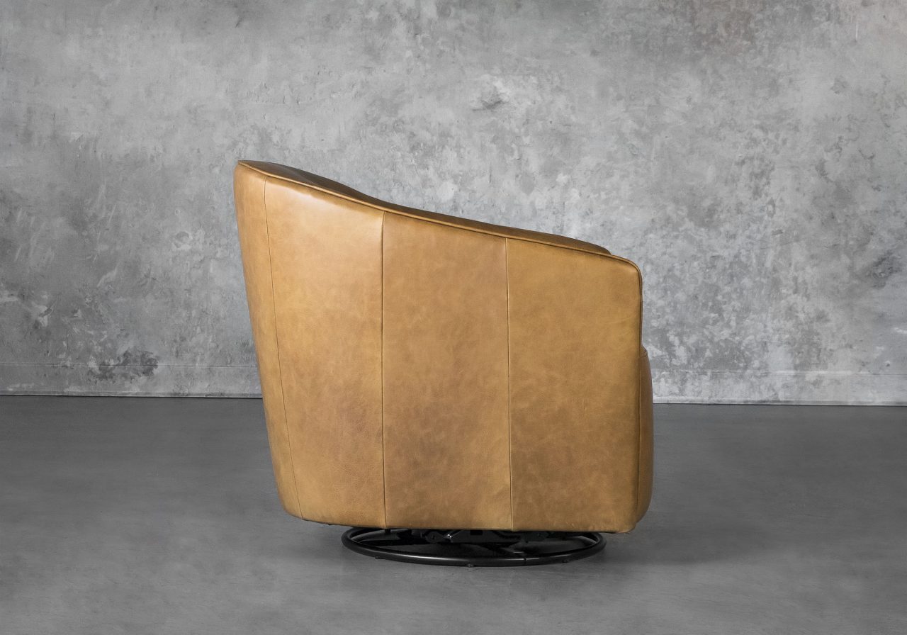 Milner Swivel Chair in Light Camel Leather, Side
