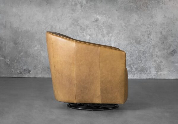Milner Swivel Chair in Light Camel Leather, Side