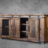 Parota TV Stand 70 Inch, Angle Open