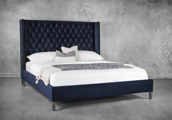 Albert Bed in Navy, Angle