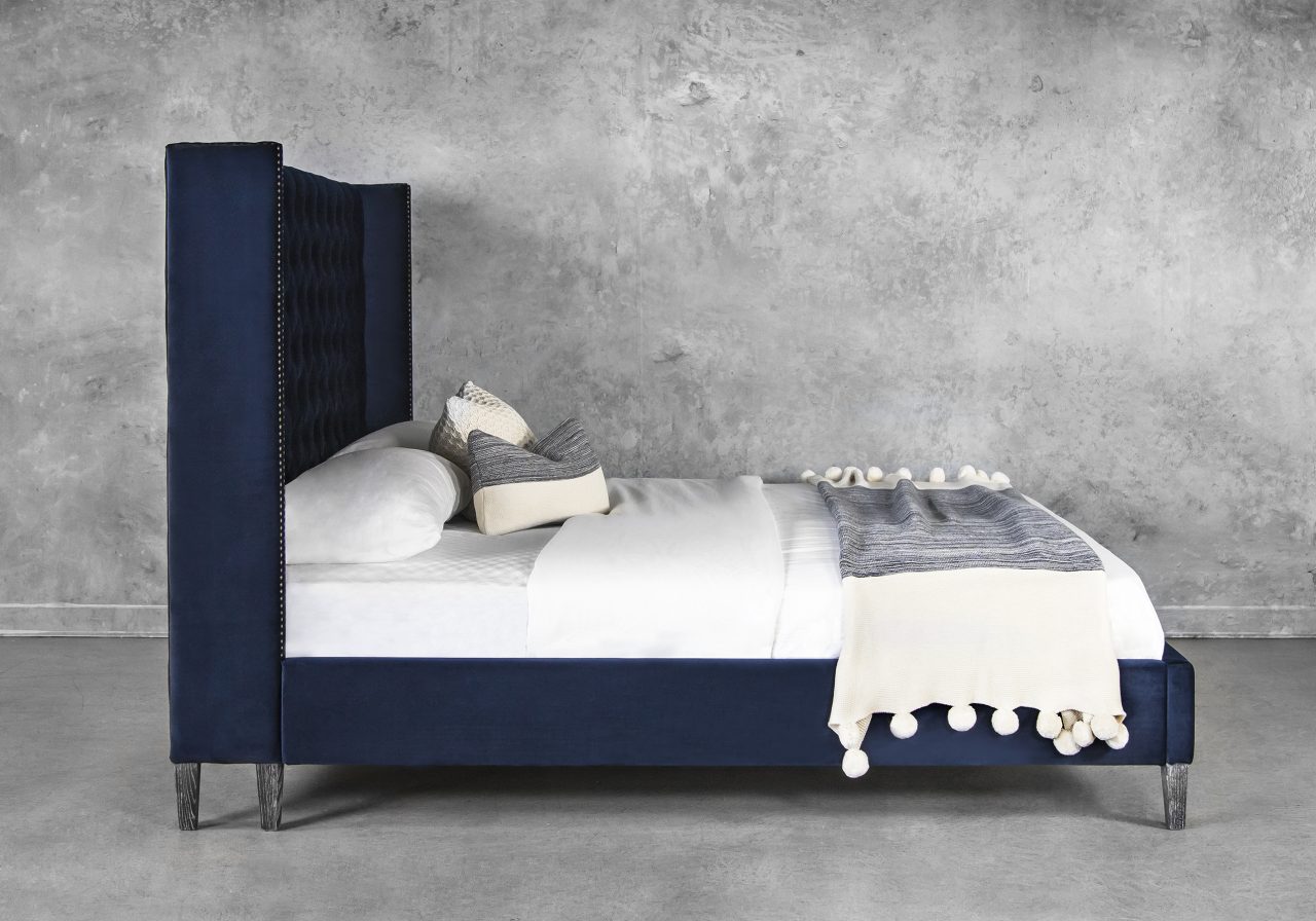 Albert Bed in Navy, Side