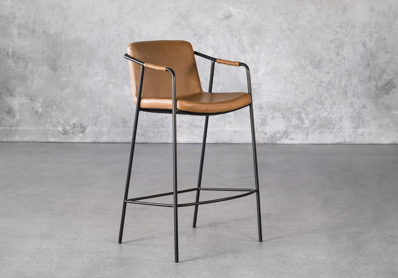 Boto Counter Stool in Light Brown, Angle