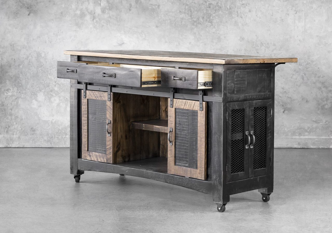 Eblo Kitchen Island, Angle, Open