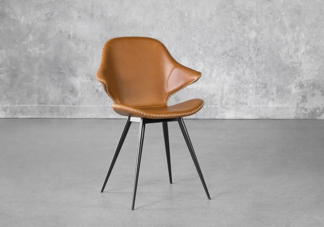 Karma Dining Chair in Light Brown, Angle
