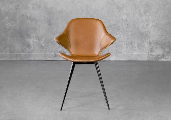 Karma Dining Chair in Light Brown, Front