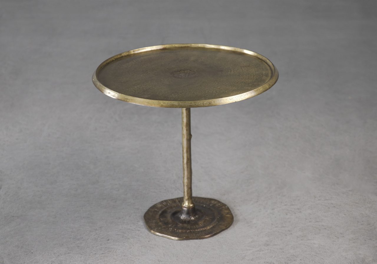 Bark End Table in Brass, Angle