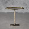 Bark End Table in Brass, Front