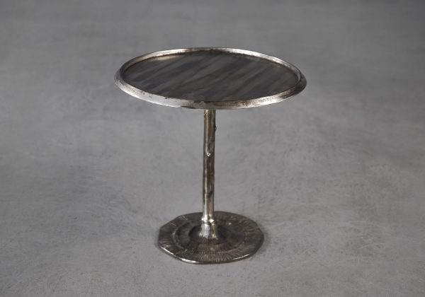 Bark End Table in Silver (Small), Angle