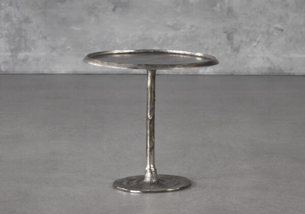 Bark End Table in Silver (Small), Front