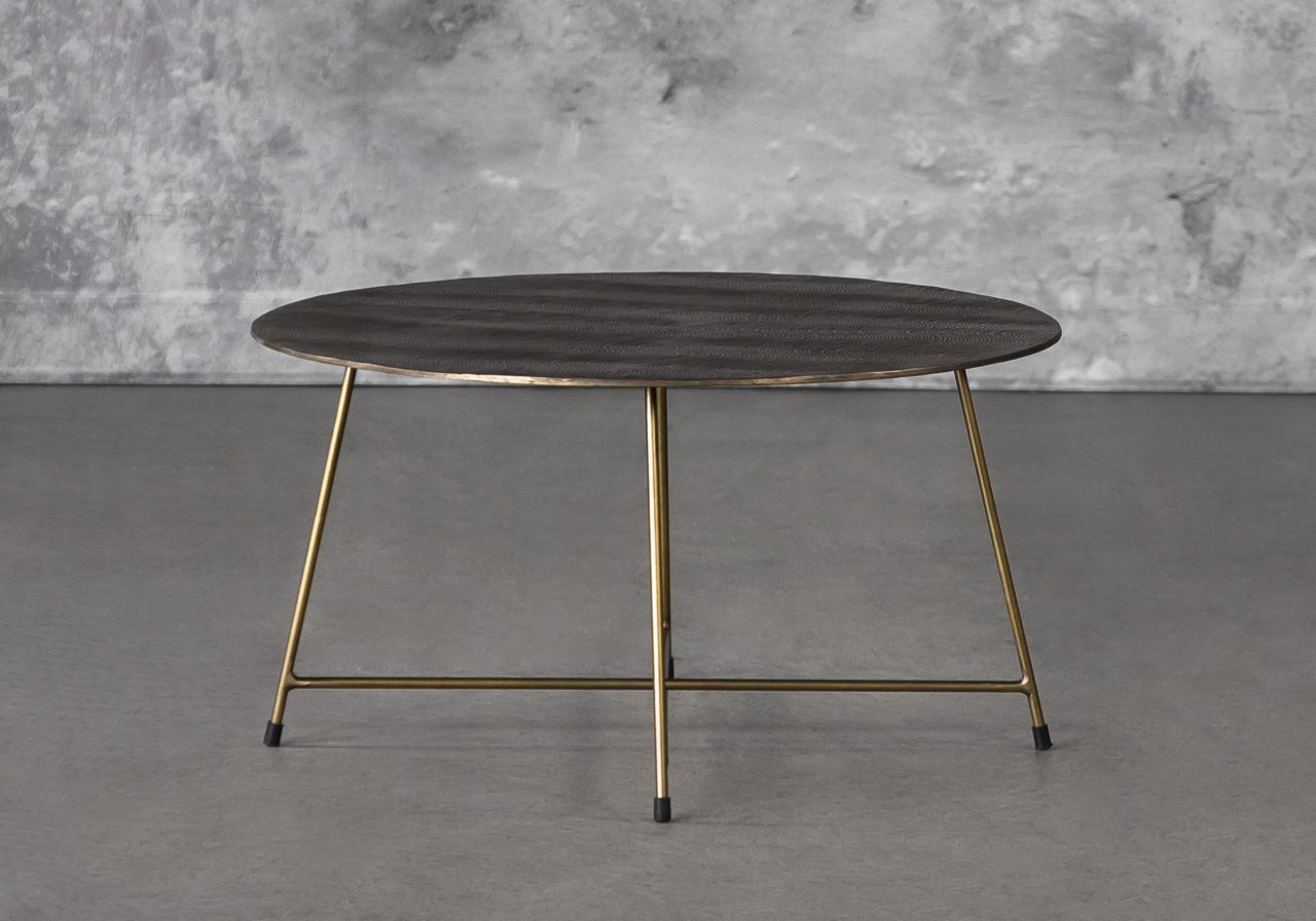 Wave Coffee Table in Brass, Angle