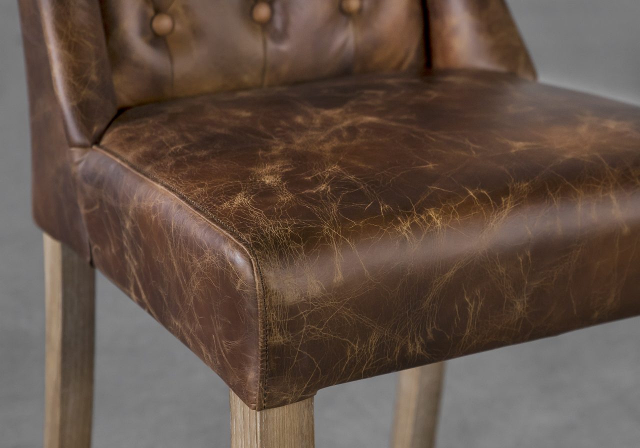 Kate Dining Chair in Brown, Close Up