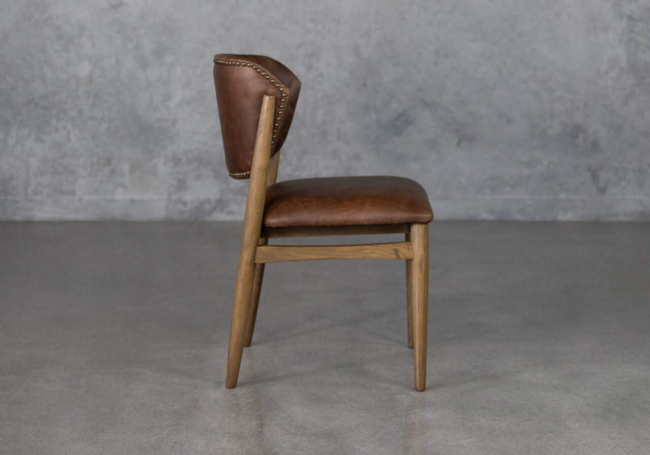rowa brown leather dining chair side