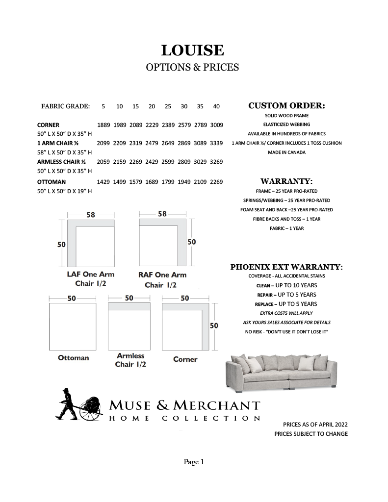 Louise Collection - Prices Louise Collection - Prices