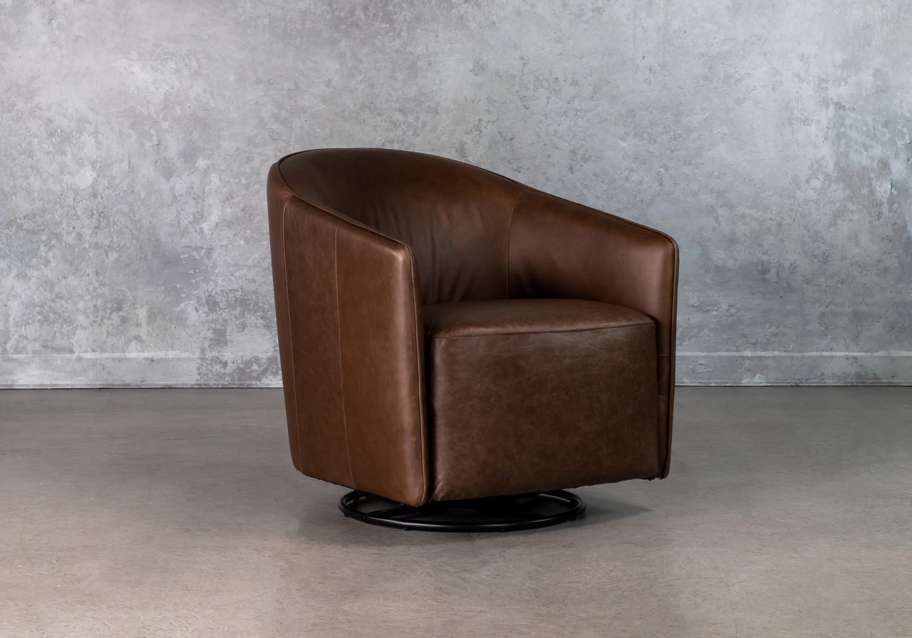 Milner Swivel Chair - Leather - Muse & Merchant