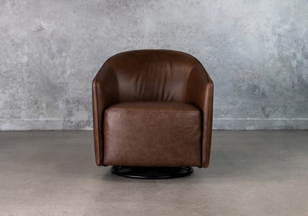 Milner Swivel Chair in Coffee, Front