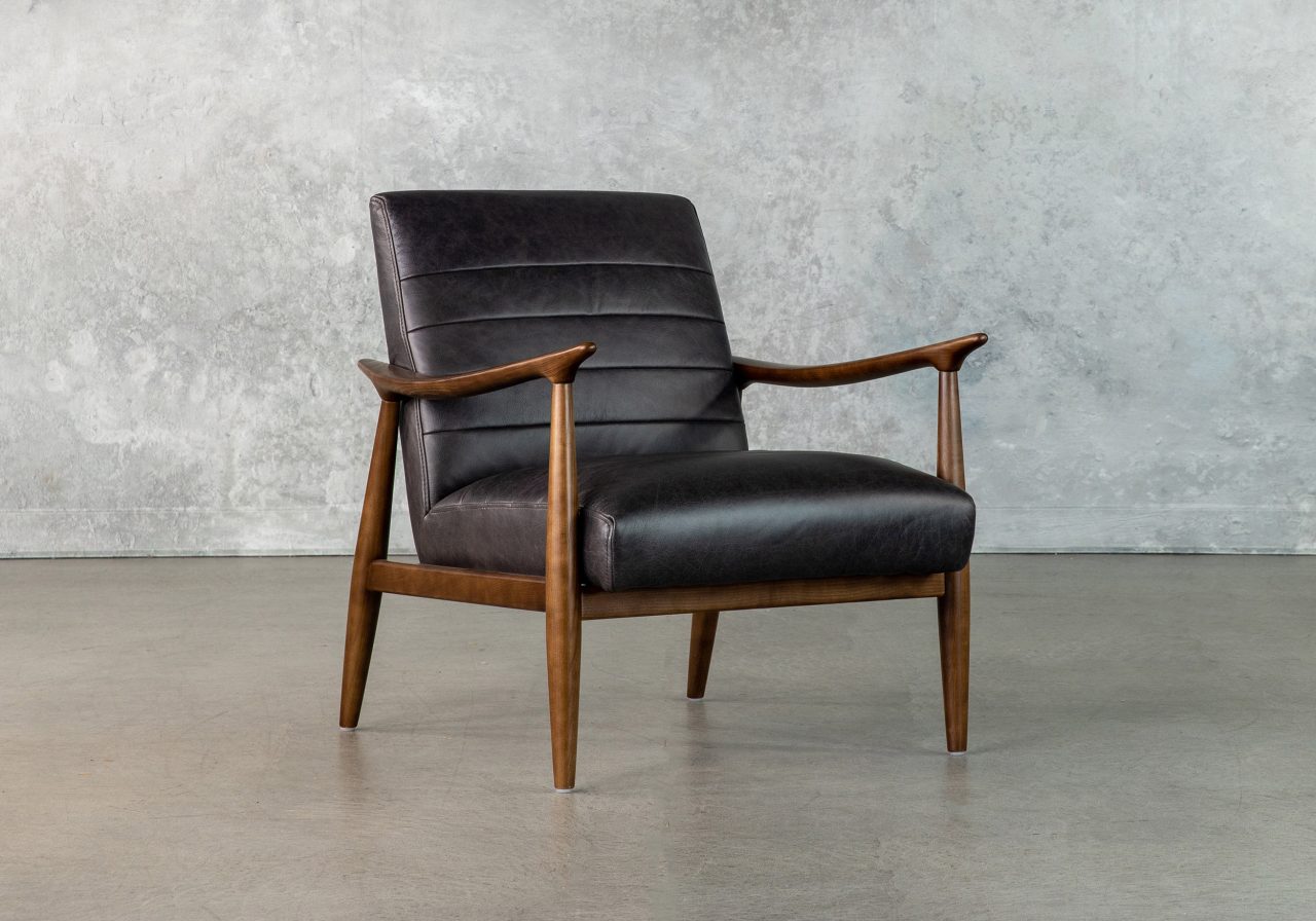 Trevor Chair in Black Leather, Angle