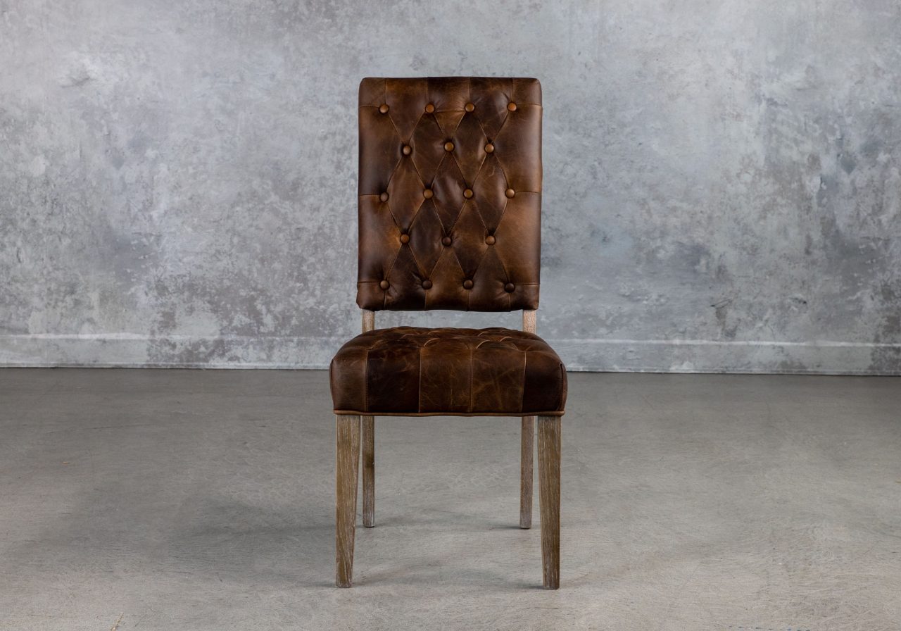 Lorena Dining Chair in Leather, Front