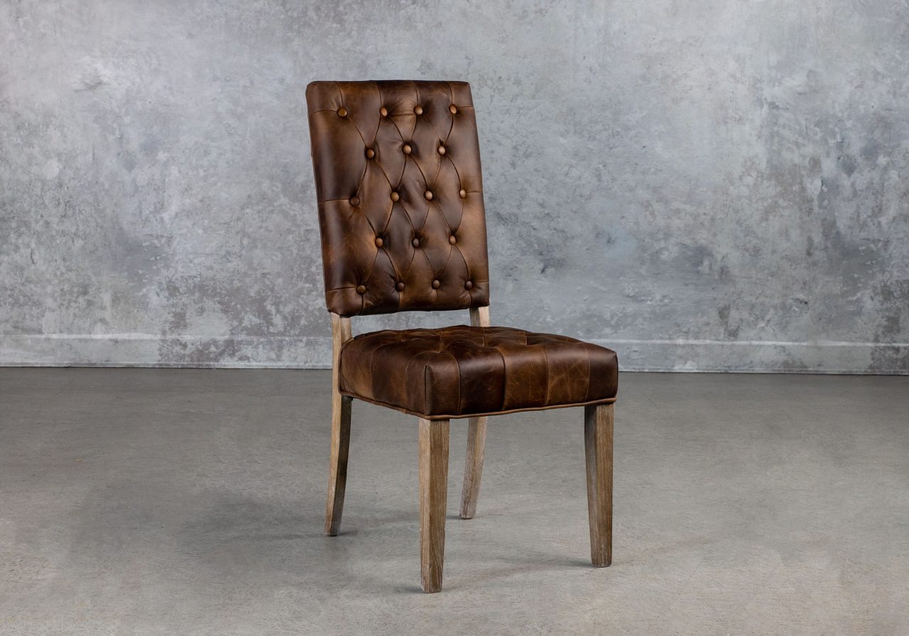 Lorena Dining Chair in Leather, Angle
