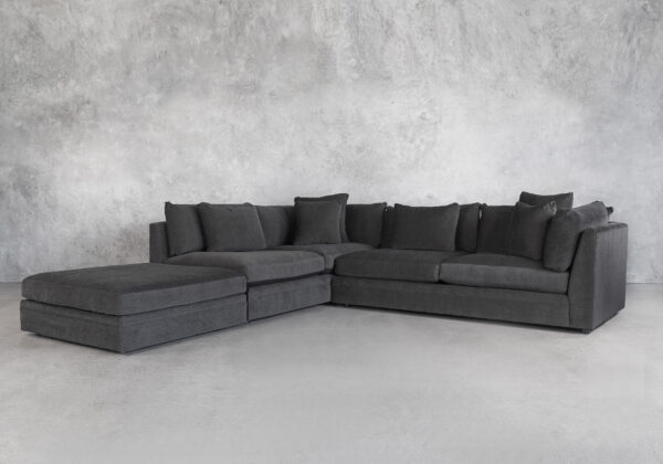 Bradford Sectional with Ottoman in Entice Steel, Angle, SL