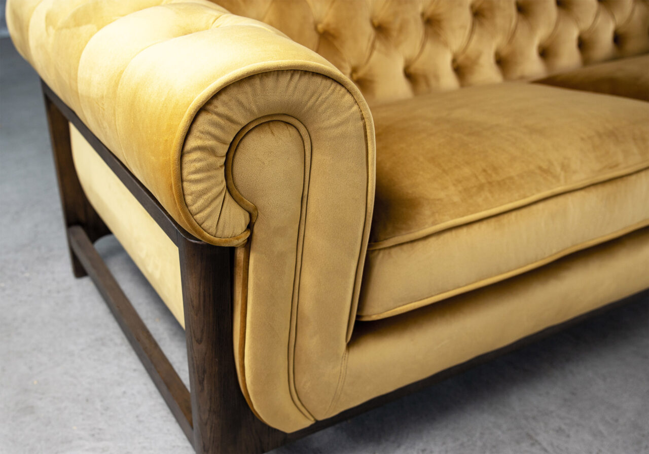 Danika Sofa in Mustard, Close Up