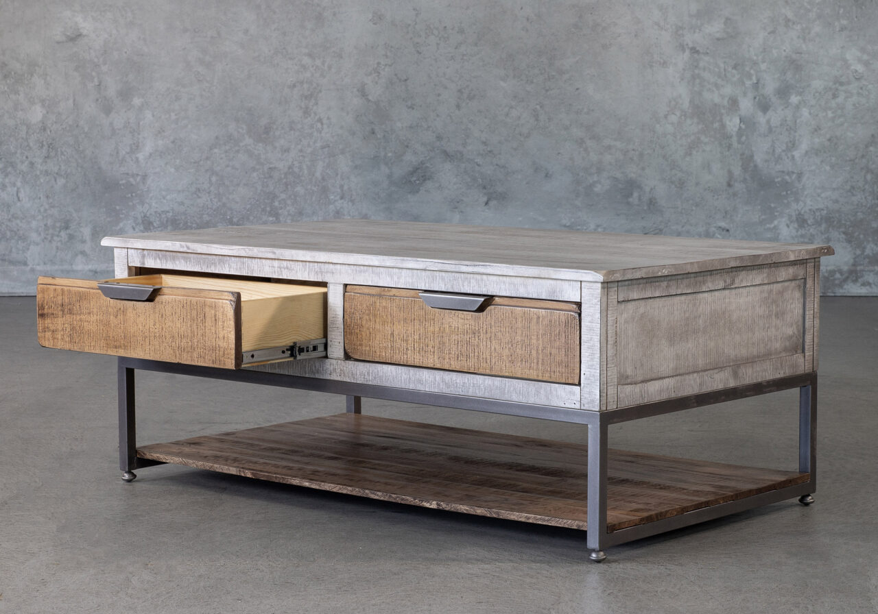 Mita Coffee Table, Angle, Drawer Open