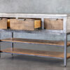 Mita Kitchen Island, Angle, Drawers Out