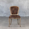 Elias Dining Chair in Brown Leather, Front