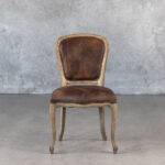 Elias Dining Chair in Brown Leather, Front