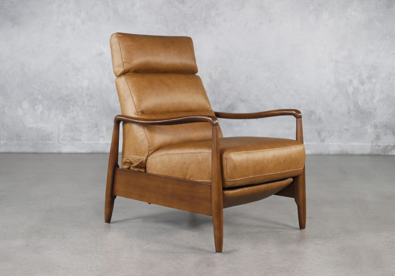 Hanford Recliner in Saddle, Angle