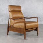 Hanford Saddle Leather Reclining Accent Chair with Wood Frame
