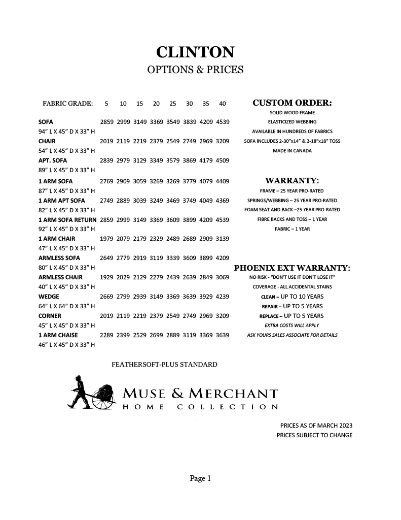 Clinton Collection - Prices Clinton Collection - Prices