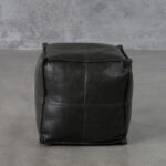 Pouf_Mishra - Black Leather - Front
