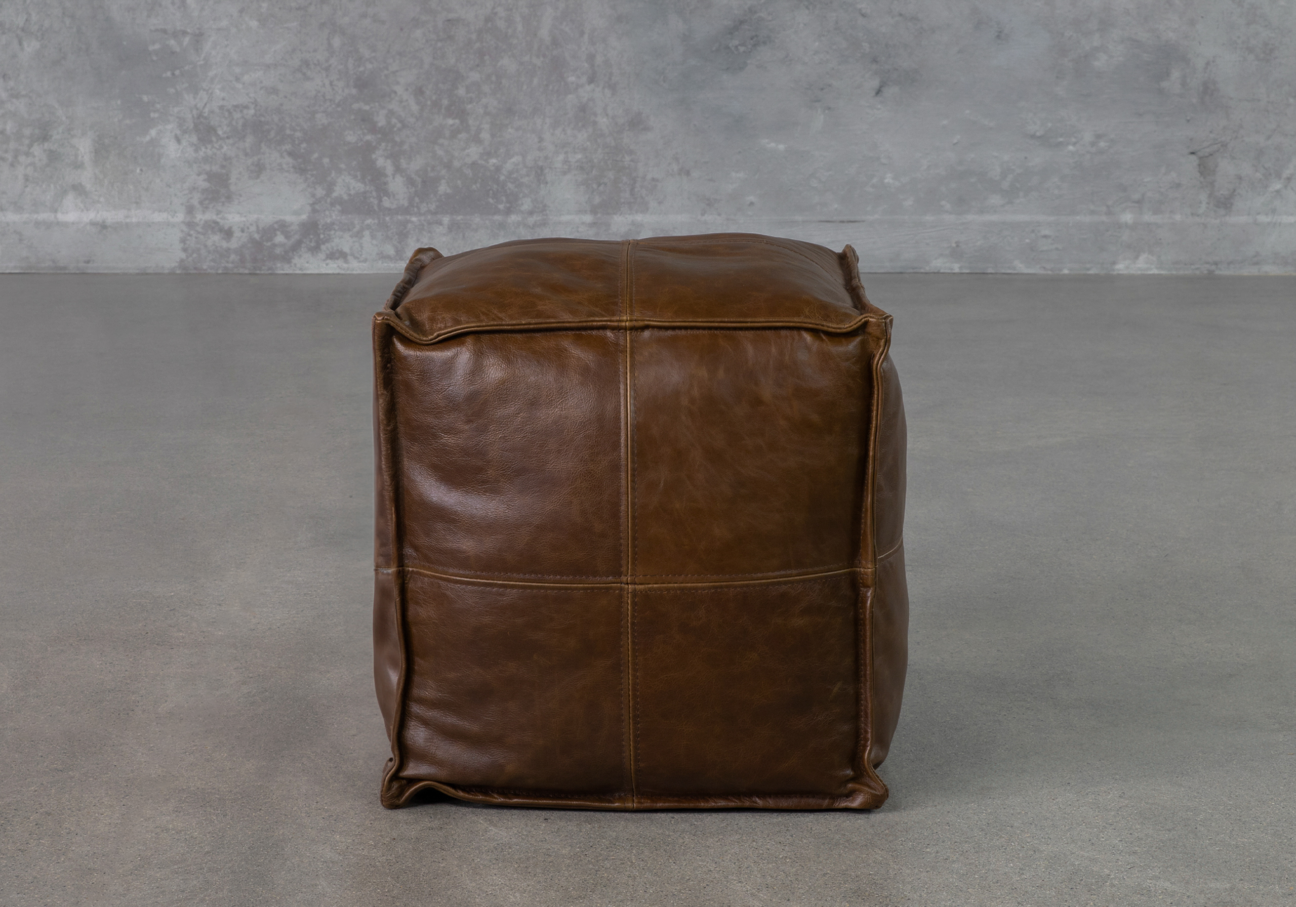 Pouf Mishra Brown Leather Front