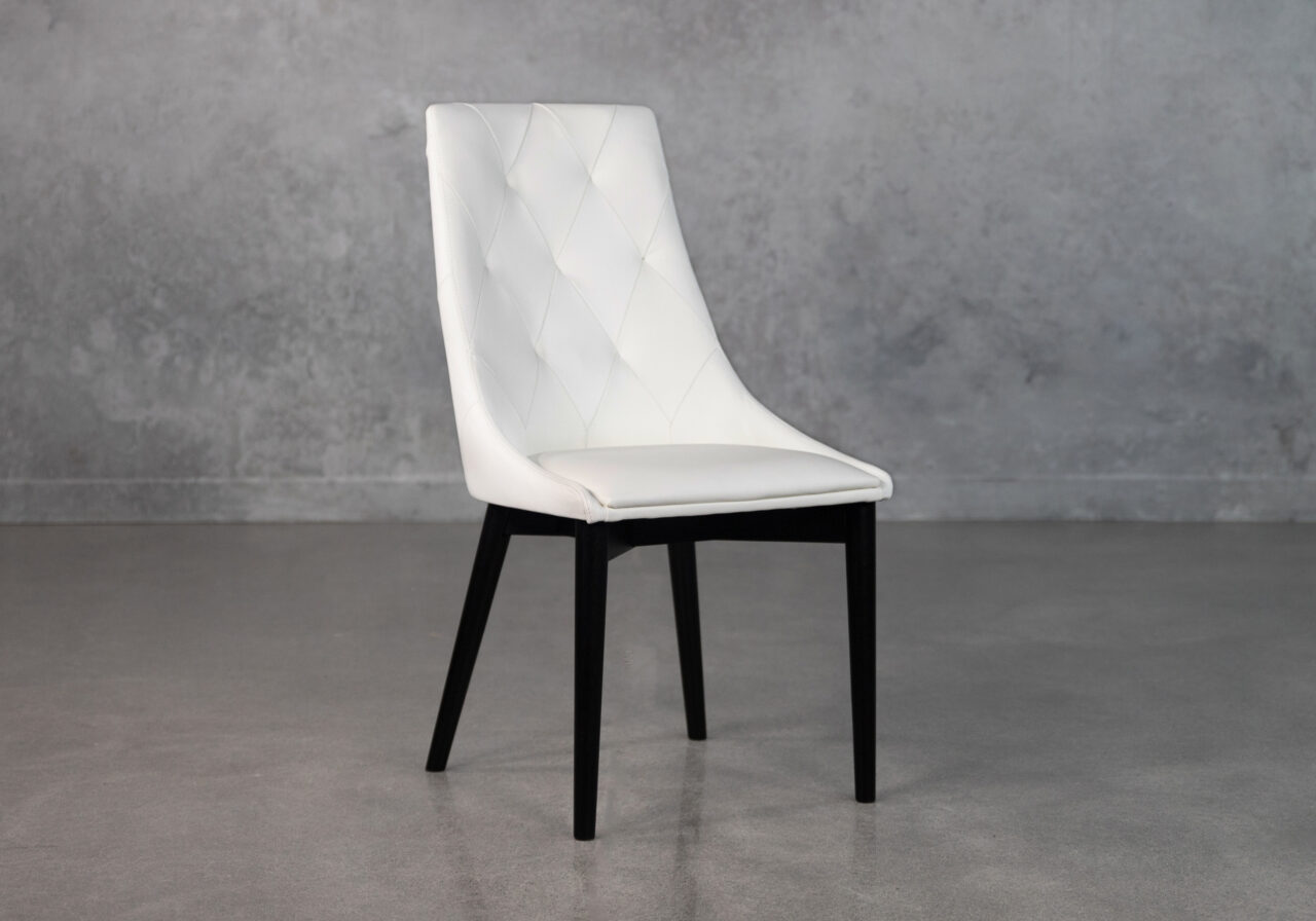 Hugo Dining Chair in White, Angle