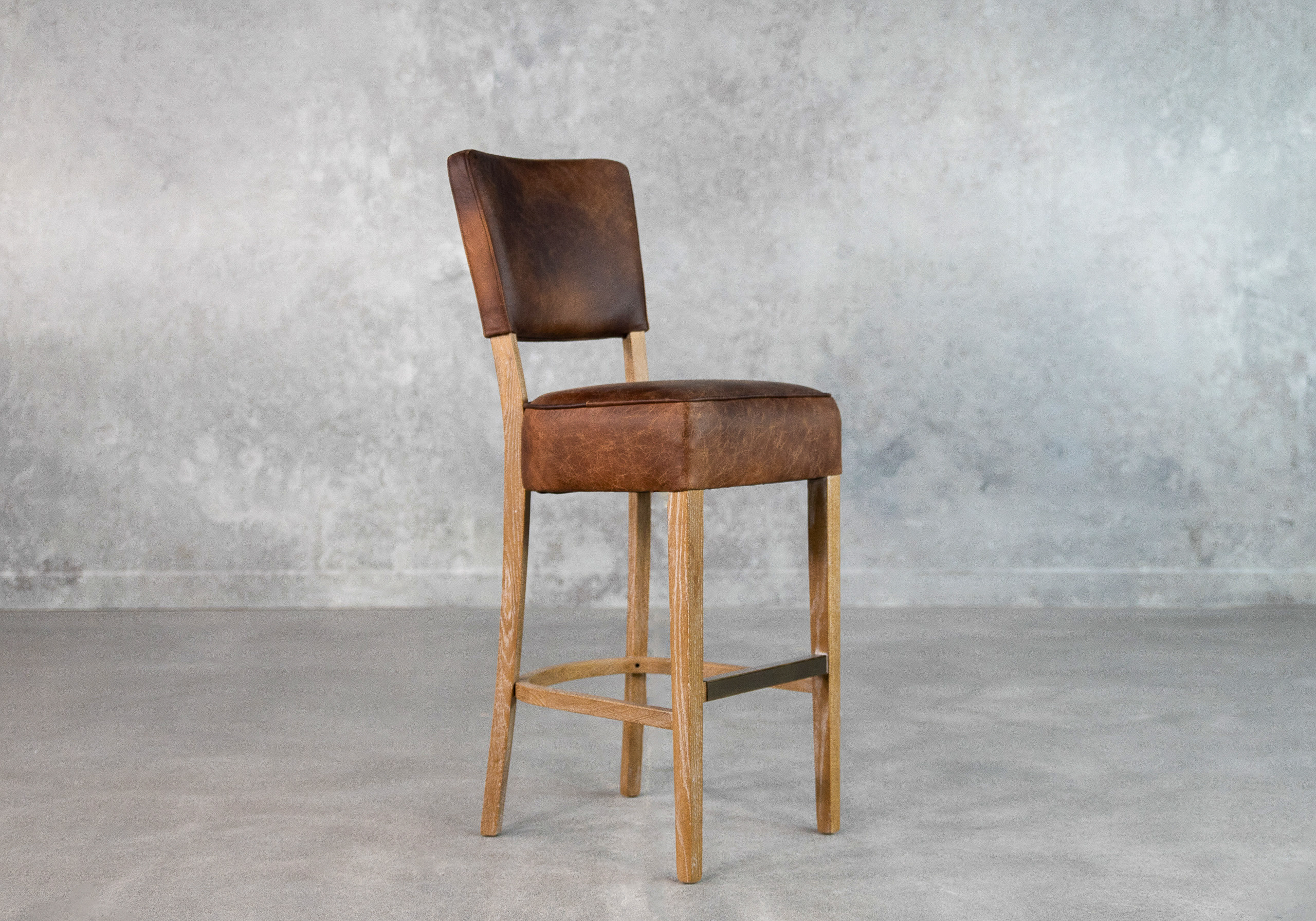 Teton Barstool Brown Leather Angle 2