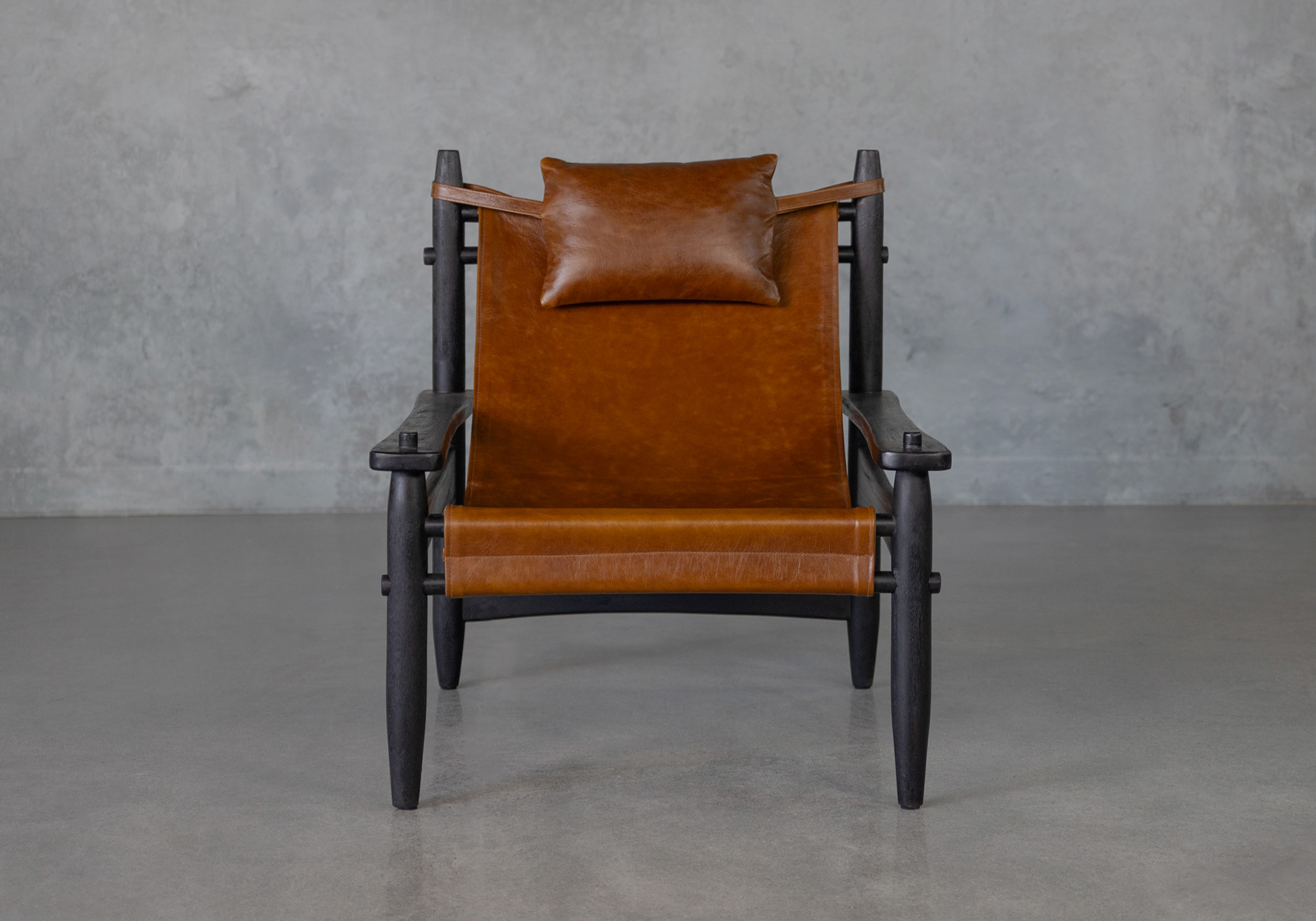 jacob brown leather accent chair front