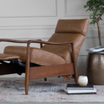 Hanford Saddle Leather Reclining Accent Chair with Wood Frame