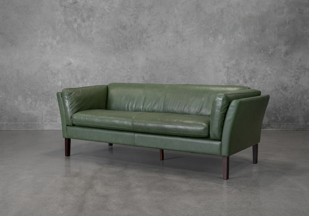 Diana Green Leather Sofa - Angle