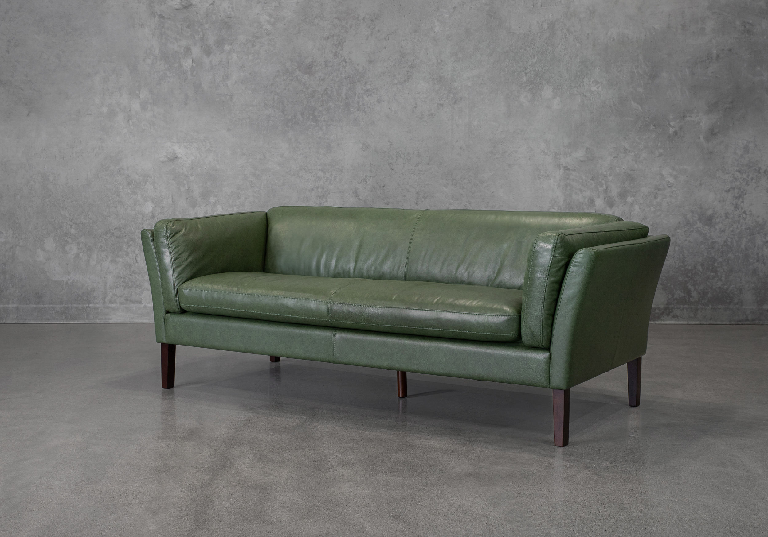 Diana Green Leather Sofa - Angle