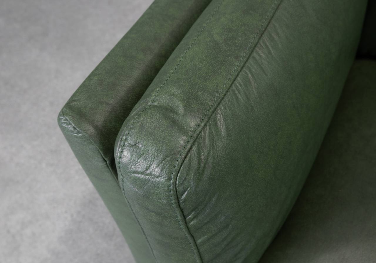 Diana Green Leather Sofa - Close Up