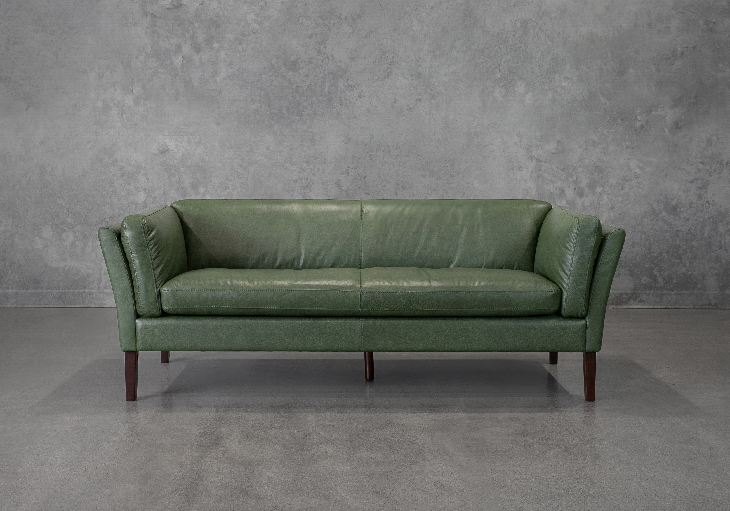 Diana Green Leather Sofa - Front