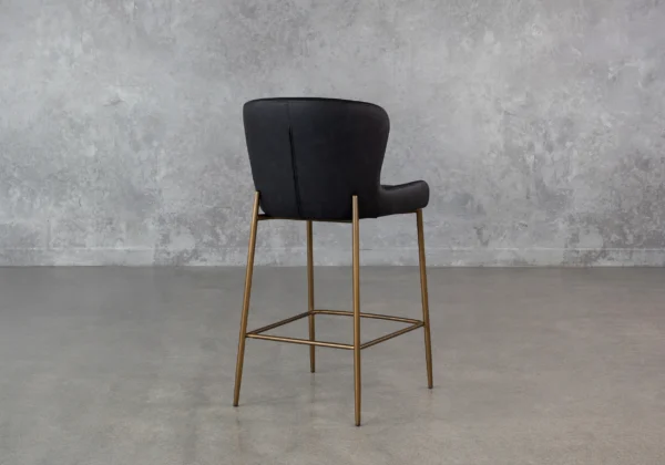 Glam Black Vinyl Counter Stool - Back