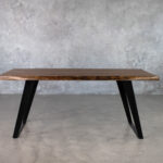 Shinola 72″ Live Edge Acacia Dining Table Walnut Finish