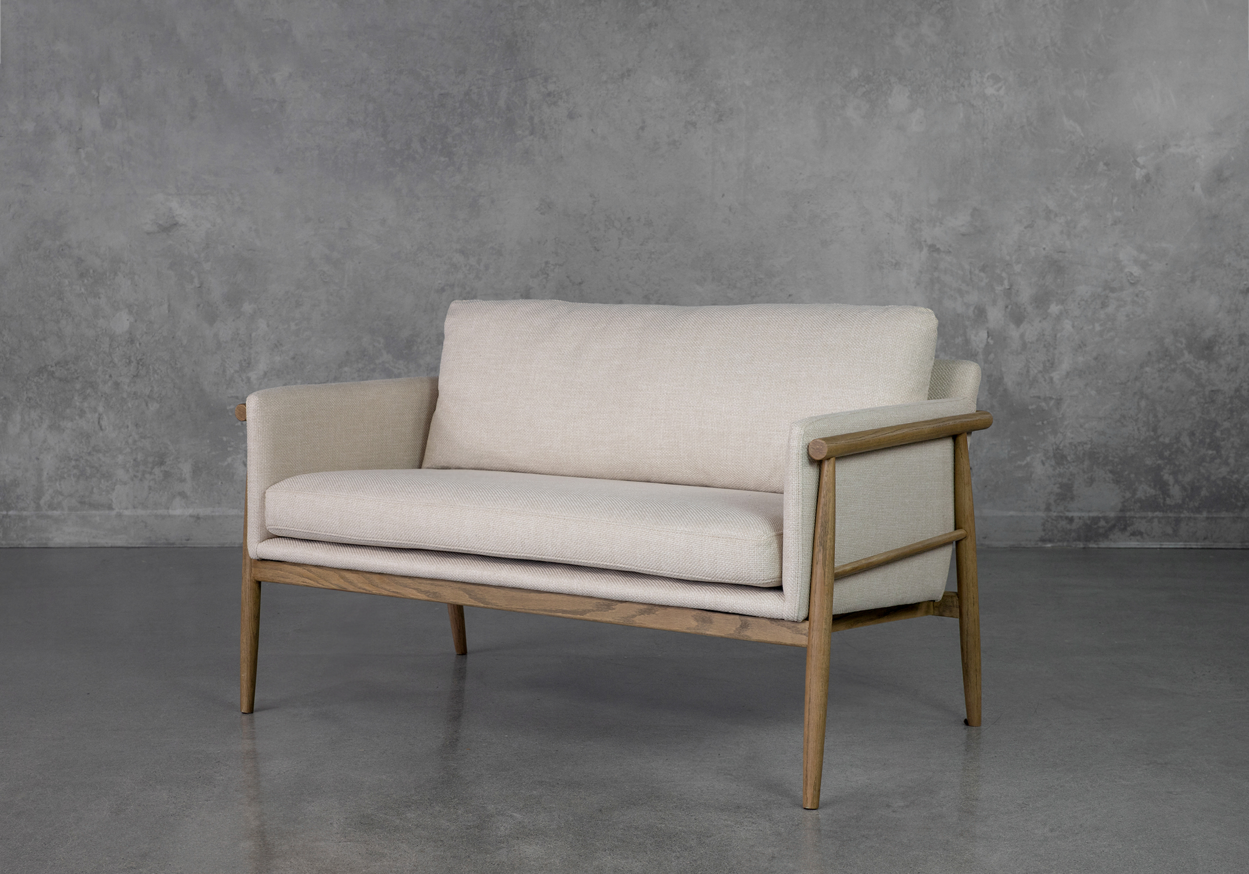Cresent Wood Base Cream P762 Upholstered Sofa Angle 1