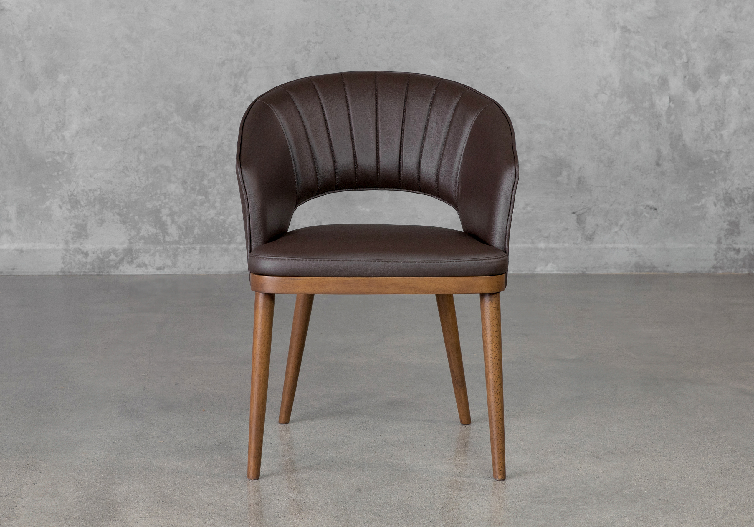 Flora Dark Brown Leather Dining Chair Front