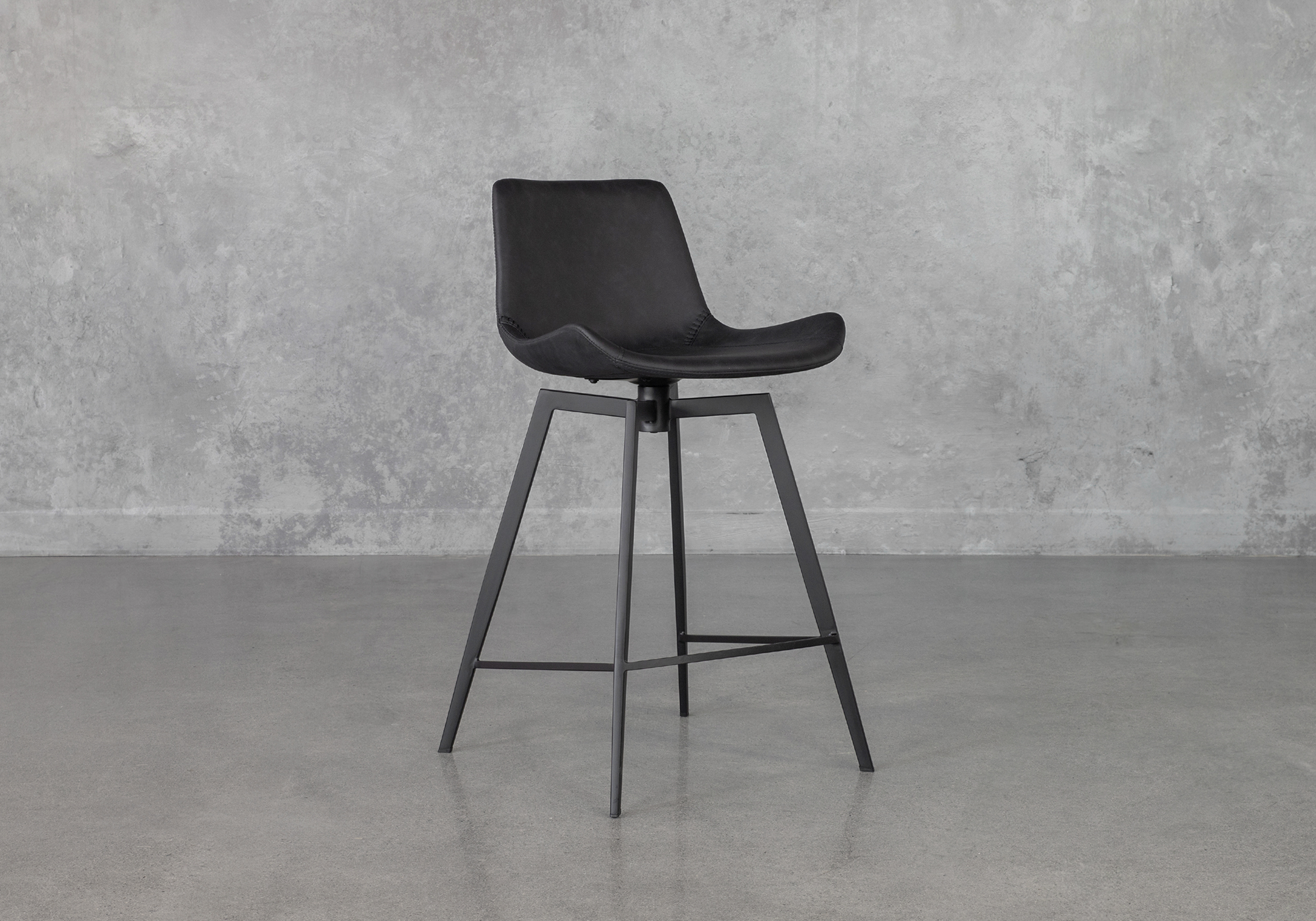 Hype Raven Black Swivel Counter Stool Angle