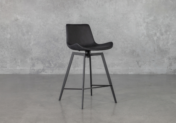 Hype Raven Black Swivel Counter Stool Angle