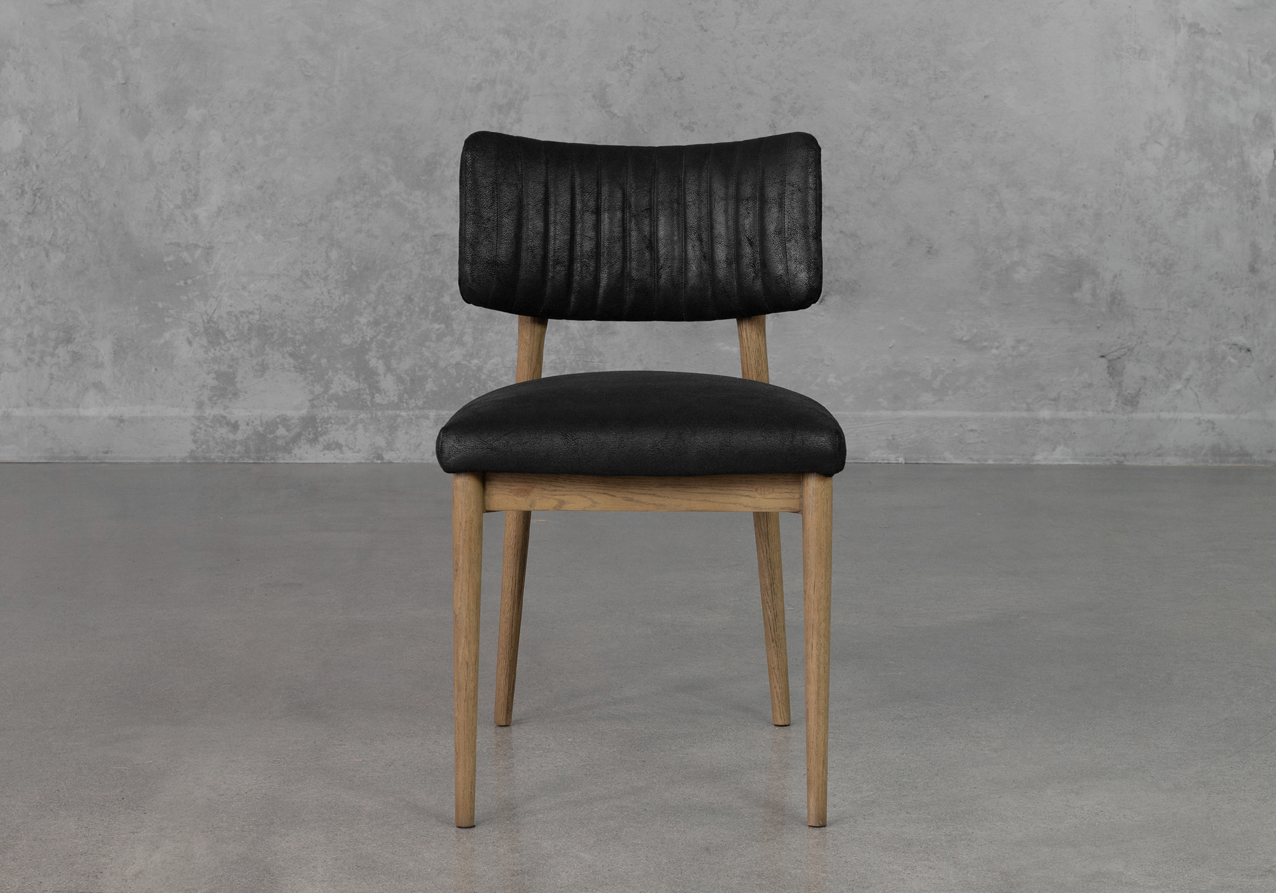 Miston Black P384 Leather Dining Chair Front